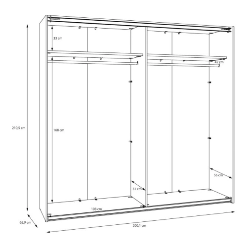 Szafa ubraniowa 220 cm Kolor Biały
